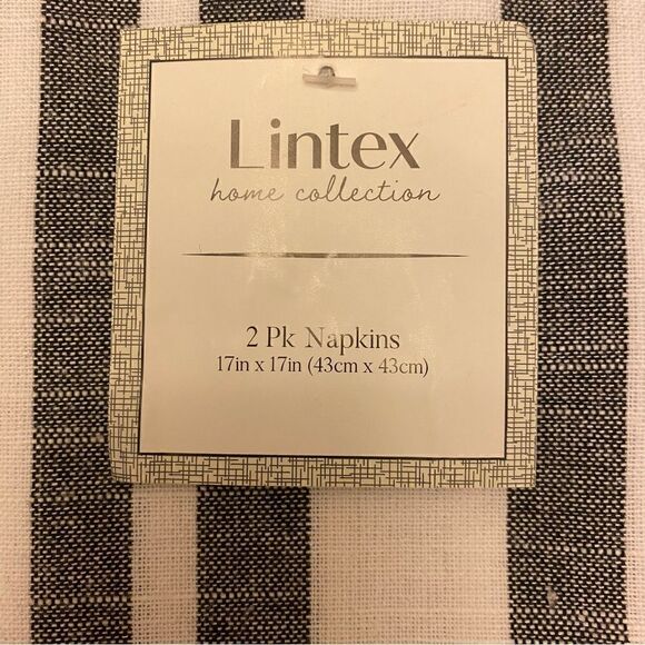 Lintex Home Collection Black and White Striped Cotton Cloth Napkins 2 sets of 2 - Picture 8 of 8